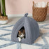 Furhaven Cat Bed Cave for Indoor Cats & Small Dogs - Washable Polar Fleece Pet Tent with Removable Cushion - Heather