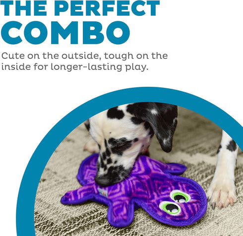 Outward Hound Durablez Tough Plush Squeaky Dog Toy, Gecko, Purple, Medium Size