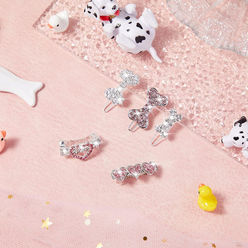 9 Pieces Dog Tiara Crown Hair Clips, Pet Crystal Rhinestone Barrette Clips for Dog Grooming Accessories
