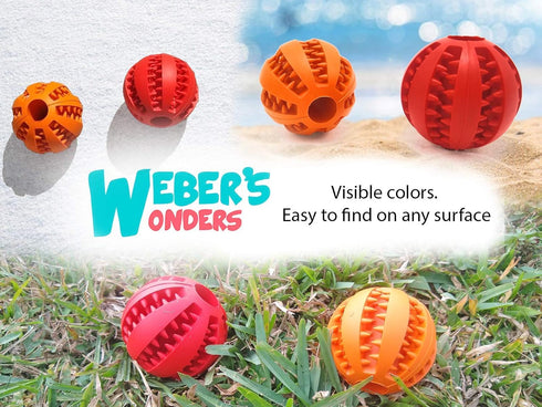 Weber's Wonders Set of 2 Paw Tricky Treat Ball - Dog Toy, Food Dispensing Non-Toxic Rubber Interactive Toy for Pets
