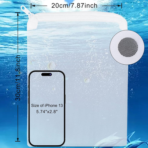 Segarty Filter Media Bags, 10PCS 11.7x7.8 Inch Aquarium Nylon Mesh Bags with Plastic Zipper, Fish Tank White Net Bags for Pellet Carbon, Bio Balls, Ceramic Rings, Ammonia Remover