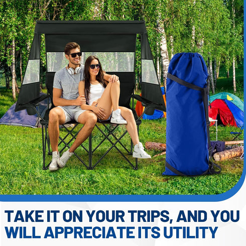 Vincreem 48 Inch 2 Camp Chair Bag Replacement, Folding Chairs Carry Bag, for Double or Single Chairs, Heavy Duty Nylon