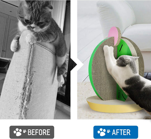 FluffyDream Cactus Shape Cat Condo Scratcher Post, Green Colour, Cardboard Scratching House Bed Furniture Protector