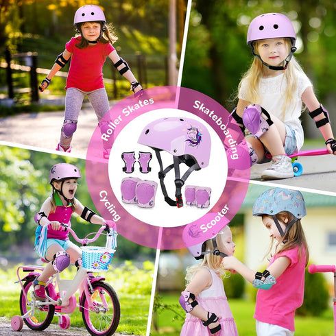 Kids Helmet with Knee Pads, Elbow Pads, and Wrist Guards, Protective Gear for Boys Girls Age 3-8 for Roller Skates &