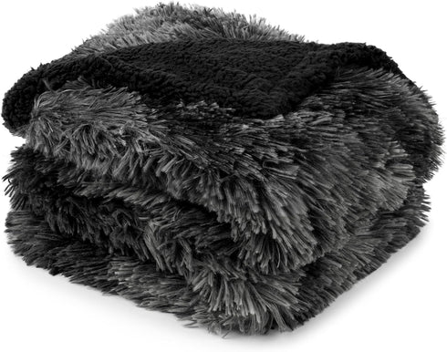 PetAmi Waterproof Dog Blanket - Queen Size Calming Pet Blanket, Sherpa Faux Fur, Soft Fluffy XL, 90x90 Tie-Dye Black