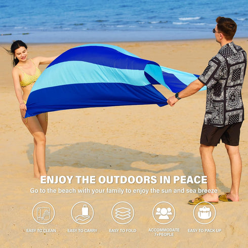 Oversized Extra Large Beach Blanket 78" X 81", Waterproof Sandproof for 1-7 Adults, Lightweight for Travel, Camping,