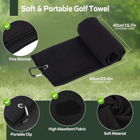 Golf Club Cleaner Brush - Groove Cleaning Tool with Towel and Retractable Lock Clip for Golf Bag