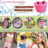 Kid's Adjustable Bicycle Basket Streamers Set, Front Handlebar Kit with Colorful Streamers, Bell, Windmill for Girls