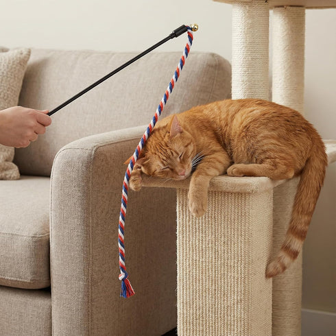 Xthrotsenk 3Pcs Cat Teaser Wand Cat Rope Toy Colorful Cats Rope Toy Interactive Kitten String Wands Ropes Toys