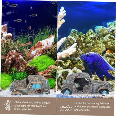 Car Wreck Decoration, Underwater Imitation Car Fish Tank Ornament, Antique Resin Props