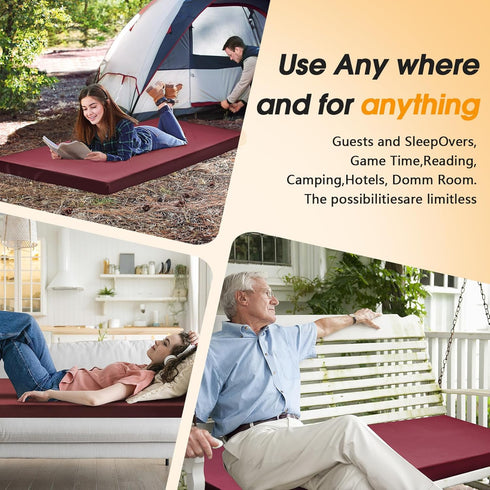 2in CYMULA Camping Cot Mattress Memory Foam Sleeping Pad,Soft Warm Non-Slip Camping Mattress Topper with Retaining