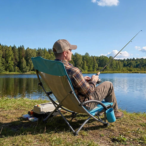 330 lbs VEVOR Folding Beach Chair, High Back Camping Chairs for Adults, with Cup Pocket, Mesh Back, Carry Bag, Portable