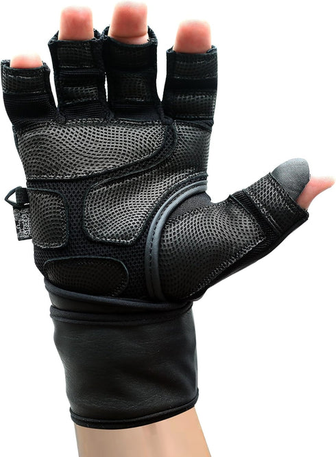 2" 8 5/8" 9 1/2") Epic Leather Gym Gloves with Built in Wide Wrist Wraps Best Grip & Design for Weightlifting Power