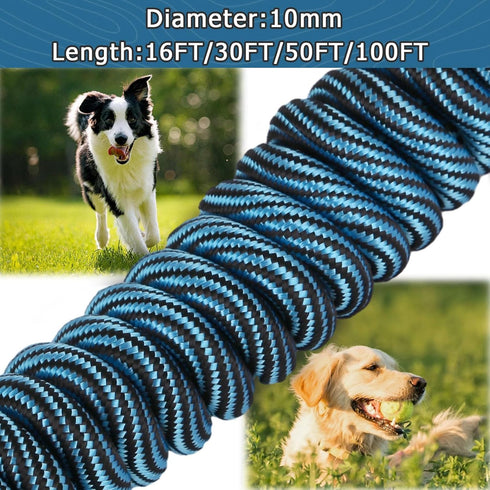 Long Dog Leash Tie-Out Check Cord, 16FT/30FT/50FT/100FT Heavy Duty Recall Training Rope Leash for Dogs