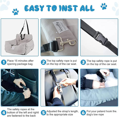Aidou Dog Car Seat, Booster Seat for Small Medium Large Dogs, Pet Travel Safety Car Seat with Storage, Small Grey