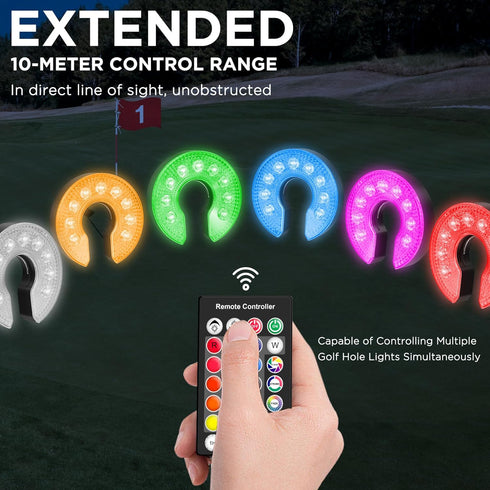 KINGTOP Rechargeable LED Golf Hole Light, Waterproof with Focused Illumination Lens, Remote-Controlled for Night Golf