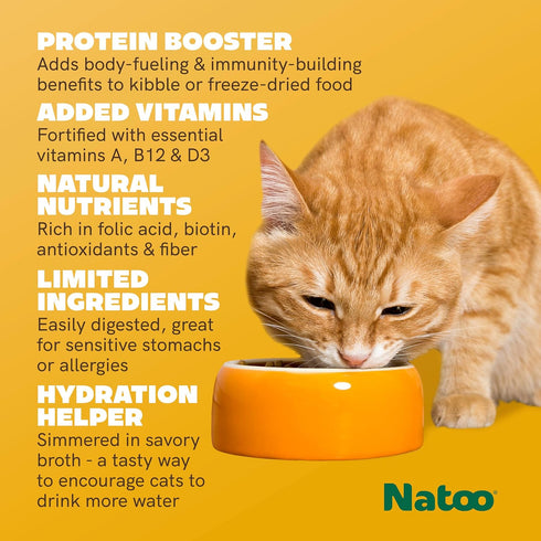 NATOO Cat Food Topper for Picky Eaters, Chicken & Brown Rice in Broth, Wet Cat Food, 2.4 oz (Case of 20)