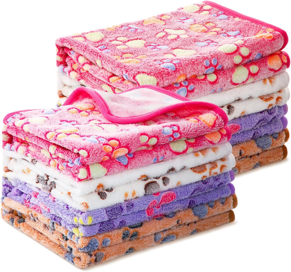 Tegeme 8 Pcs Fleece Dog Blankets for Small Dogs Cat Soft Coral Velvet