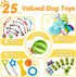 Zeaxuie 25 Pack Luxury Dog Chew Toys - Puppy Chew Toys with Ropes, Treat Ball and Squeaky Toys for Teething Small Dogs