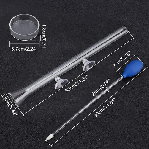 SUPERFINDINGS Clear Glass Fish Shrimp Feeding Tube and Dish Set with 11.81 Inch Acrylic Coral Feeder Pipette for