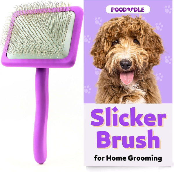 Dog Slicker Brush, Best for Poodles, Doodles, Long Haired Dogs, Perfect for Dematting & Detangling, Large