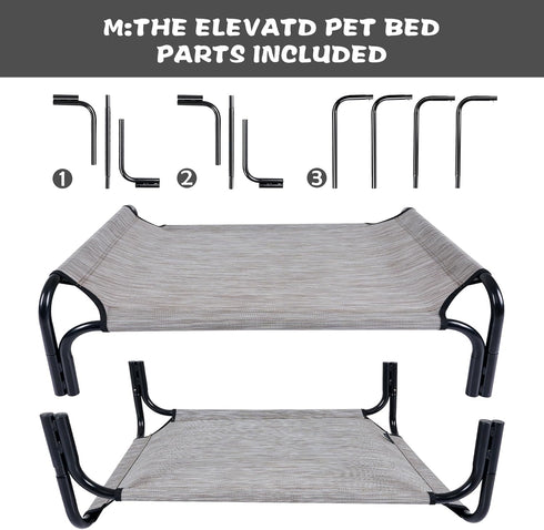 Cooling Elevated Dog Bed, Portable Dog Cot, Washable Mesh, Durable for Indoor and Outdoor Use, Medium, Grey
