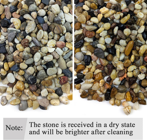 20 lbs Pea Gravel Pebbles for Indoor Plants, Mixed Color River Rocks for Aquarium and Garden Landscaping