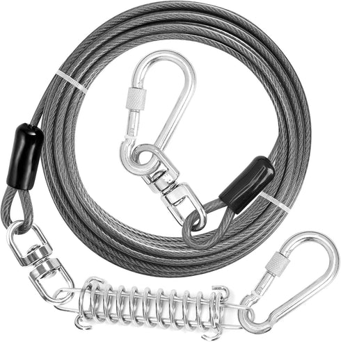 jenico Dog Tie Out Cable - 150 FT Dog Runner Cable with Swivel Hook, Outdoor Dog Leash Run Tether for Small to Medium