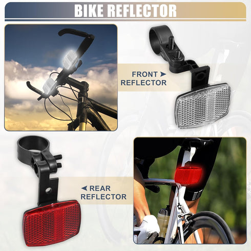 X AUTOHAUX 4pcs Bicycle Front Rear Reflector Kit, Mountain Bike Safety Warning Reflectors for Night Cycling