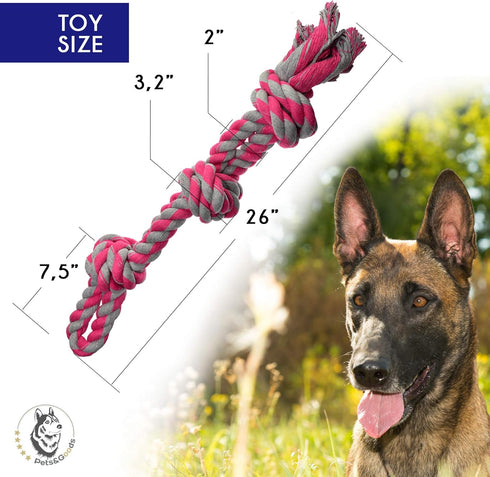 Durable Dog Toys - Rope Chew Toys for Large Breed, Tug of War Dog Toy, Washable Cotton Rope for Small Breed Puppies