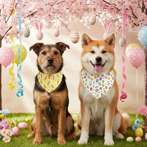 200 Set 25 (25.6 17.7 17.7) Pcs Spring Dog Bandanas Bulk Bunny Egg Carrot Bandanas for Dogs Triangle Kerchief Bibs
