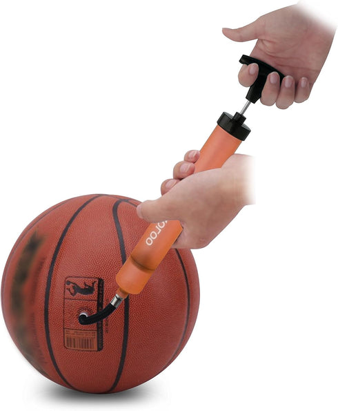 SKOLOO 10" Portable Hand Air Ball Pump Inflator Kit with Nozzle, Needle, Extension Hose for Sports Balls
