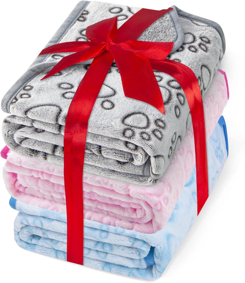 Stuffed 3pcs Premium Soft Dog Blankets, Calming Washable Cover for Bed Couch Crate Protection, 16 * 24 inches