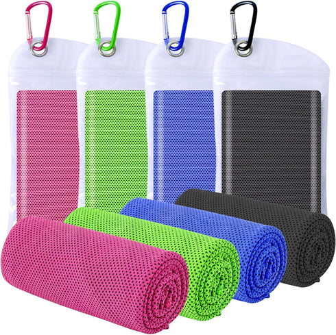 4 Pack Cooling Towels (40"x12"), Cooling Towels for Neck and Face, Gym