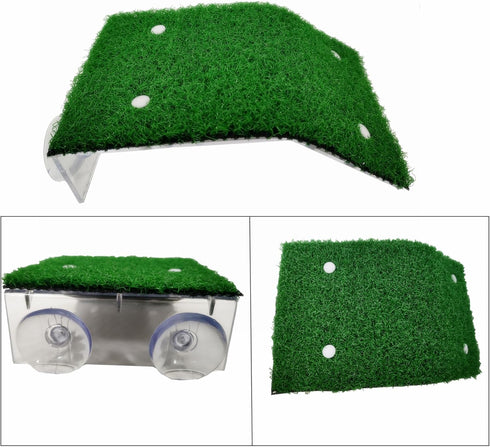 Turtle Resting Basking Platform, Simulation Grass Turtle Ramp, Tortoise Climbing Ladder for Aquarium Floating Décor