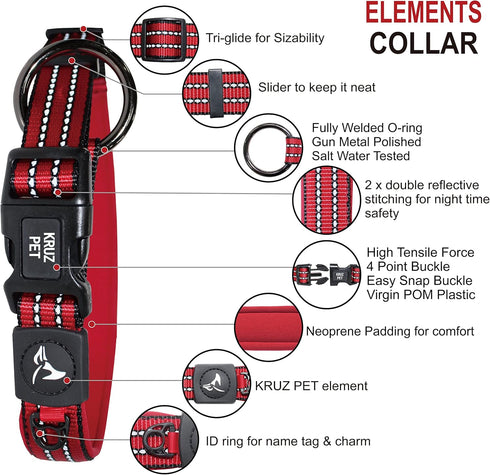 Reflective Dog Collar for Small, Medium, Large Dogs, 100% Nylon Adjustable Pet Neck Collar with Heavy Duty O-Ring, Soft