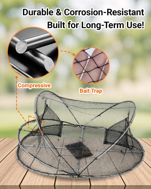 MEOU 24"x18"x8", Collapsible Crawfish Crab Trap Fishing Accessories Multi One Size