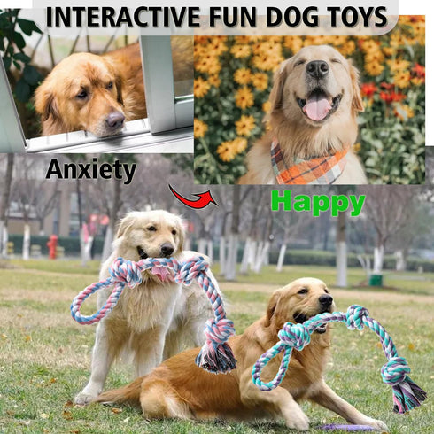 Dog Rope Toys 2 Pcs, Indestructible Chew Toys for Aggressive Chewers, Tough Teething Toys for Small to Large Breeds
