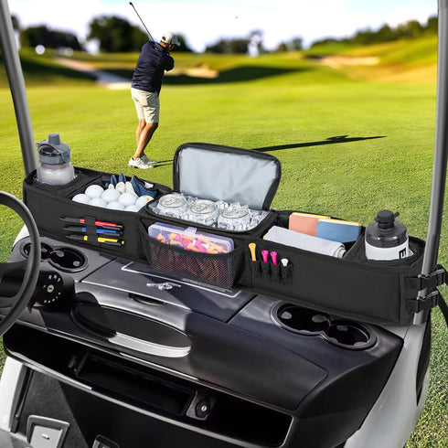 Golf Cart Inner Storage Tray - No-Drilling Front Storage Basket Compatible with EZGO Drive Club Car Kandi Golf Cart