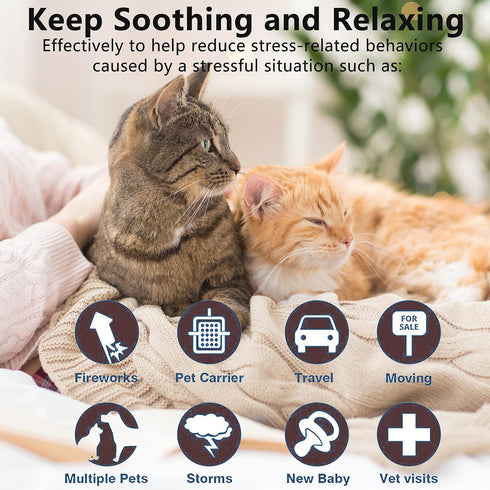 Wustentre 3 Pack Adjustable Anxiety Collar, Cat Calming Pheromones for Cats & Kittens, Relaxing Comfortable Collar