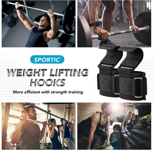 Weight Lifting Hooks (Pair), Heavy Duty Lifting Wrist Straps for Deadlifts, Pull Ups, Weightlifting Gym Gloves