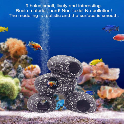 PINVNBY Aquarium Stone Hideaway Decoration, Resin Cichlids Rock Decor for Betta Fish Tank