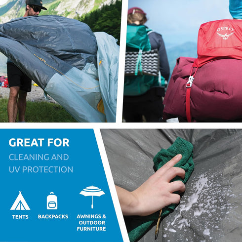 Nikwax Tent & Gear SolarWash, Cleaner, Waterproofing, UV Protector for Outdoor Gear, Rain Fly, Tarps, Backpacks