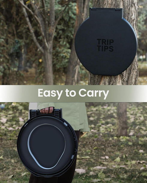 5 5 TRIPTIPS Portable Toilet with Soft Cushion, Gallon Rotatable Lid, Adults and Kids Camping Toilet Seat for Gal