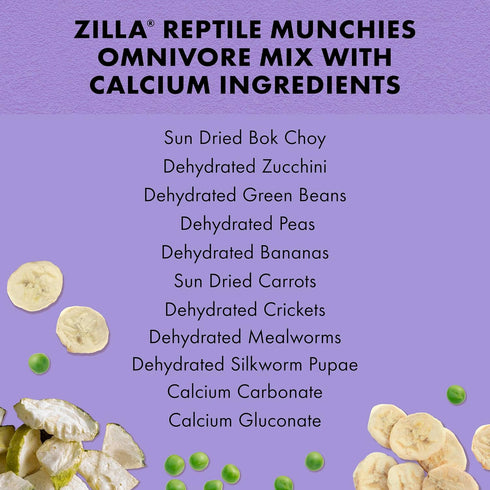 Zilla Reptile Munchies - Omnivore Mix with Calcium, 4 oz