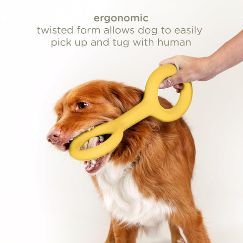 Ubbi Tuggle Dog Toy, Durable Rubber with Ergonomic Grip for Medium to Large Breeds, Yellow