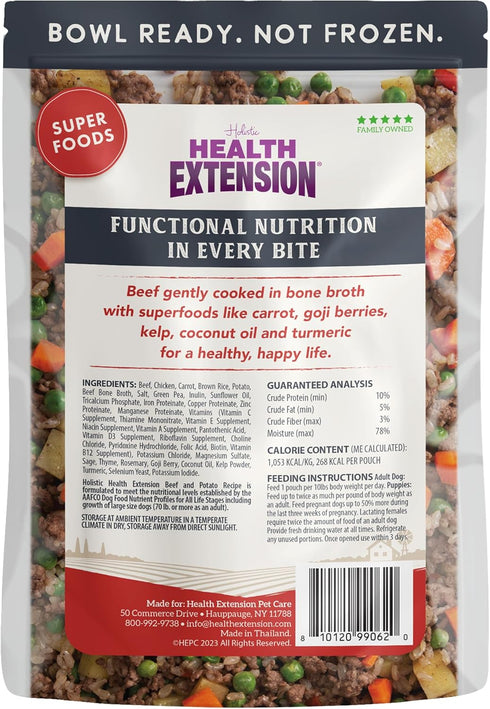 Health Extension Gently Cooked Pouches for Dogs (Beef and Potato, 9oz Single Pouch)