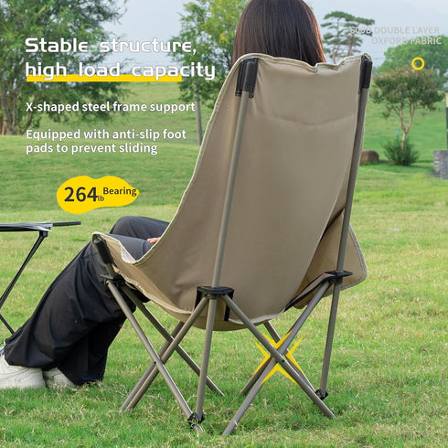 Backpacking Whitsunday Camping Chair,Compact Outdoor Chair,High Back Portable Folding Moon Chair for Heavy People,Beach