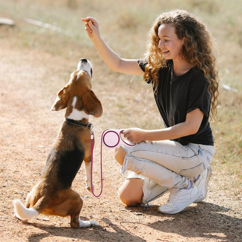 Segarty Dog Retractable Leash - 16ft Heavy Duty for Medium Small Dogs up to 44lb - Anti-slip Handle (Pink Wine)