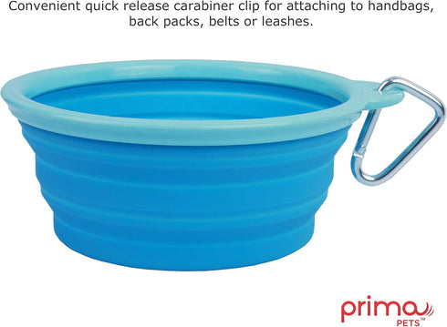 Prima Pet Expandable Collapsible Silicone Food & Water Travel Bowl for Medium & Large Dog, 5 Cups